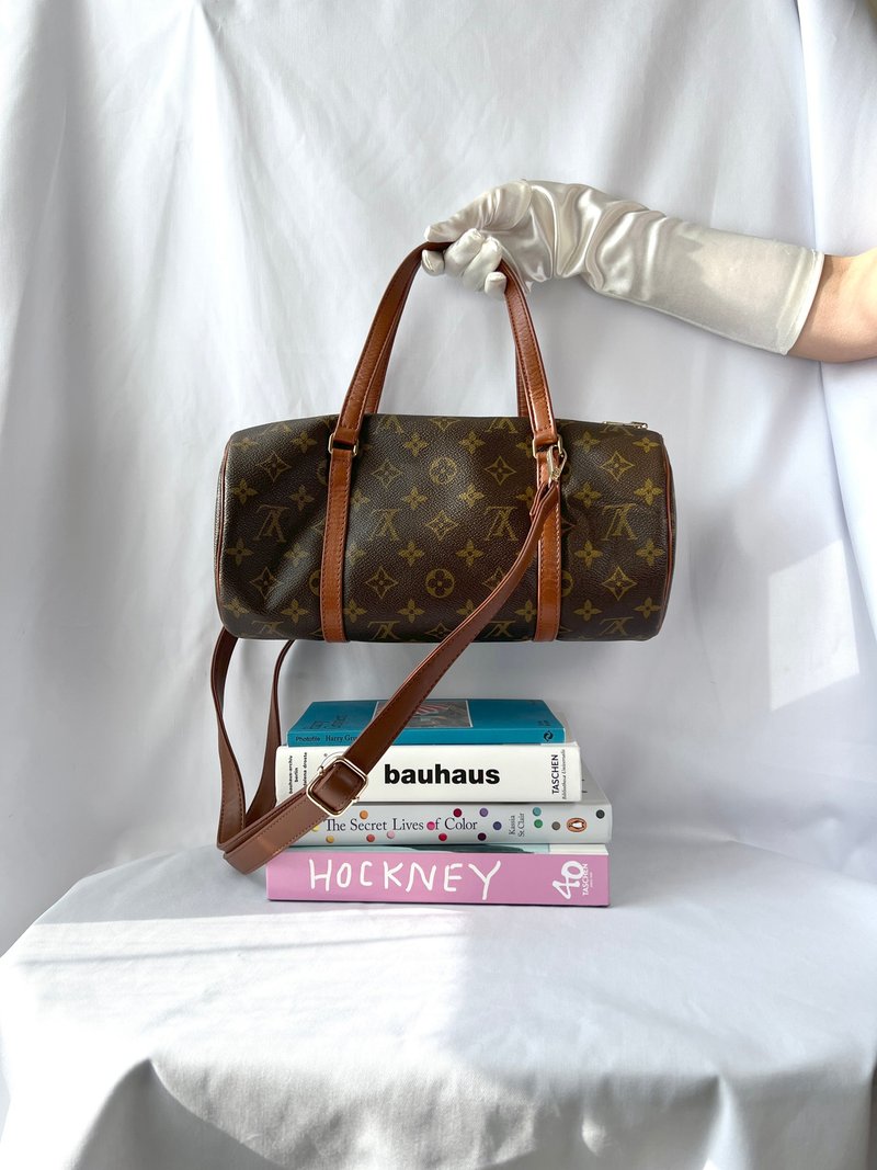 LV Monogram Papillon 30 圓筒形手提袋贈送肩帶則斜背包 中古 - 側背包/斜背包 - 真皮 咖啡色