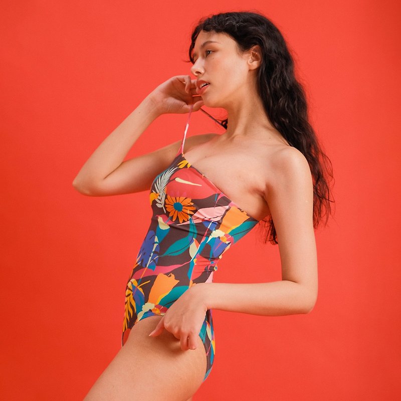 Lush -  Asymmetric Swimsuit - Women's Swimwear - Nylon Multicolor