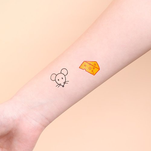 Surprise 紋身便利店 刺青紋身貼紙 - 小鼠 起司 鼠年紋身 Surprise Tattoos 2入