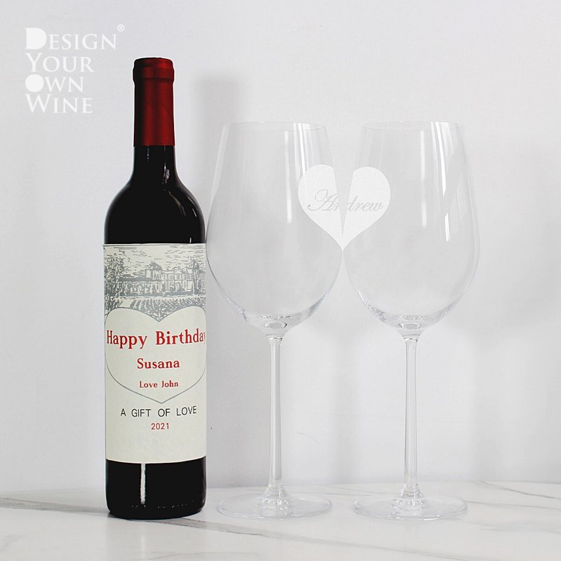 【訂製酒標】結婚 週年慶 情人節禮物|chateau Bonnet愛之酒禮盒 - 酒類/酒精飲品 - 玻璃 