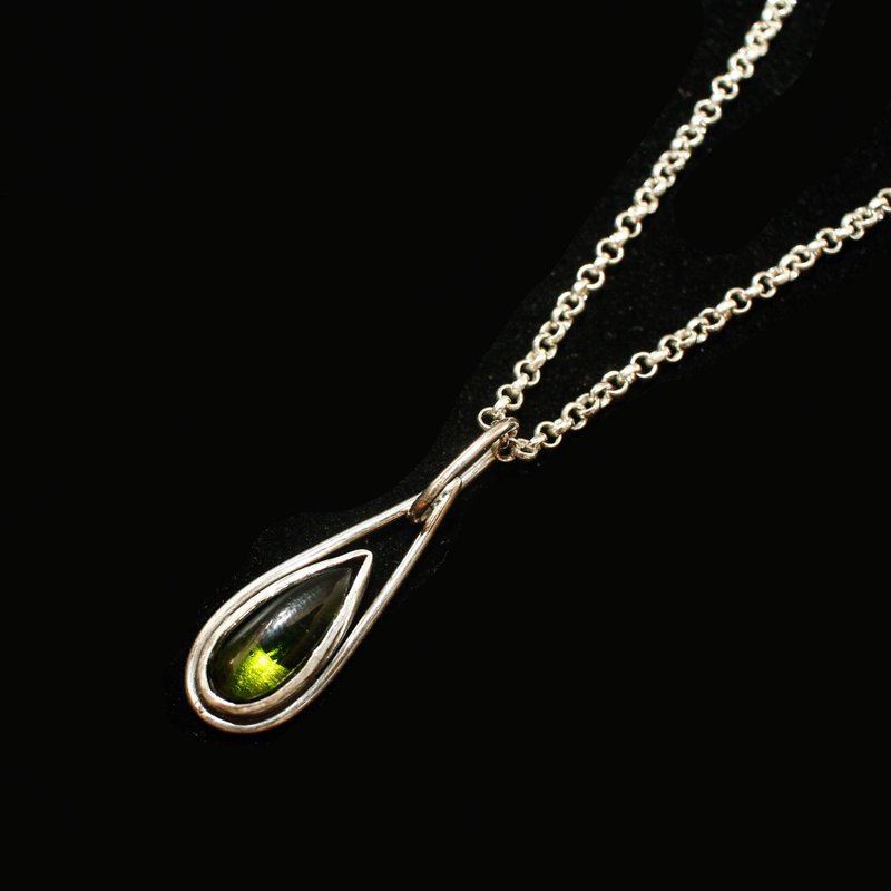 【水晶系列】高品質綠碧璽 925簡約純銀吊墜 - 項鍊 - 寶石 多色