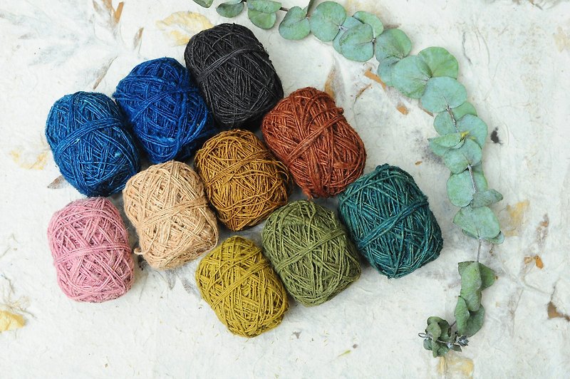 Plant dyed nettle hand twisted ball 30gm - Knitting, Embroidery, Felted Wool & Sewing - Cotton & Hemp Multicolor