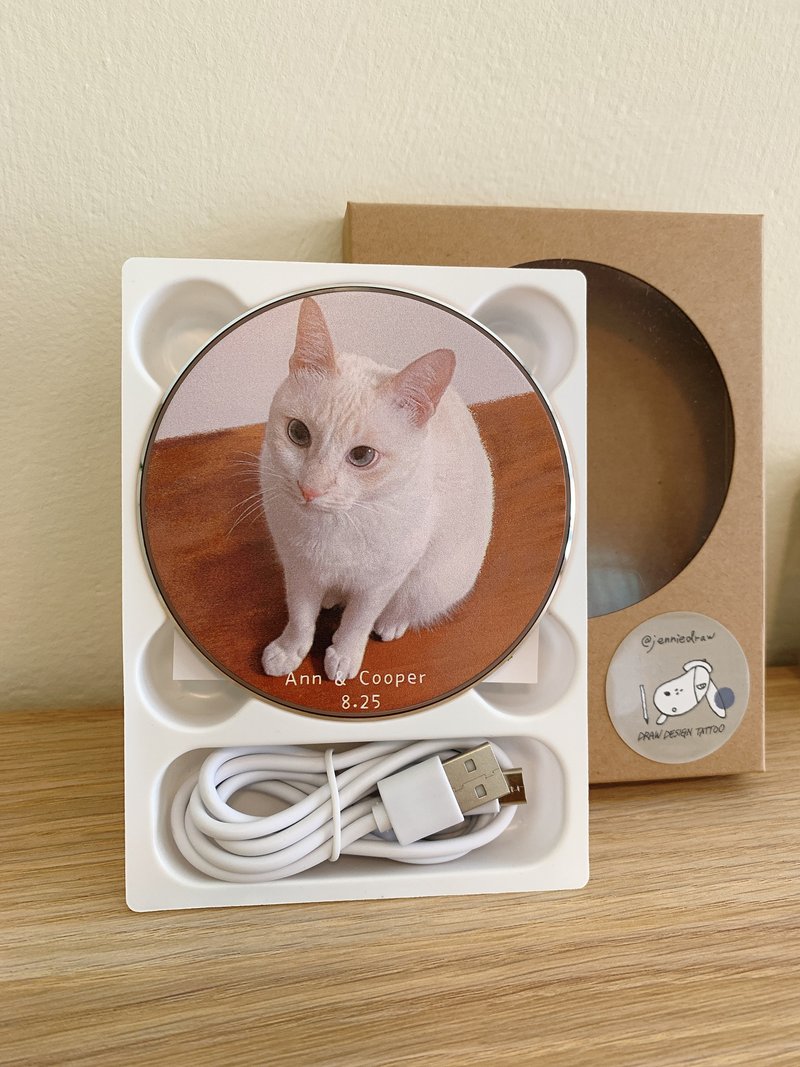 [Wireless Charging Plate] Customized portrait like face painting | Made in Taiwan | Provide photo drawing cat - ที่ชาร์จไร้สาย - โลหะ 