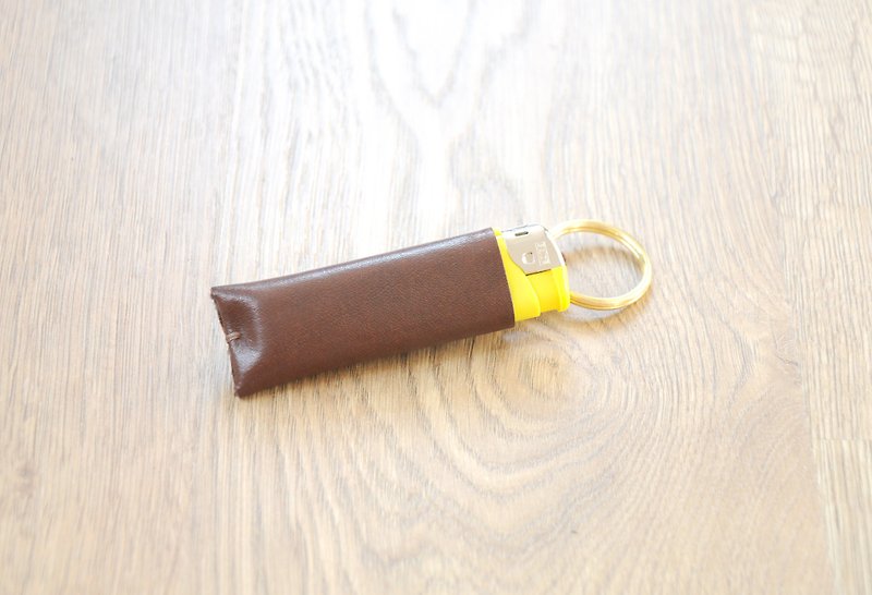 Simple style handmade leather lighter holster (brown) (free hand lettering) - อื่นๆ - หนังแท้ สีนำ้ตาล