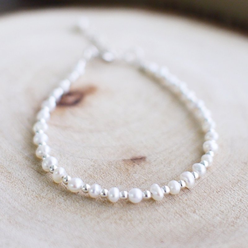 Pearl White Romantic Freshwater Pearl Sterling Silver Bracelet | Baroque Elegant Birthday Gift for Lover - Bracelets - Pearl White