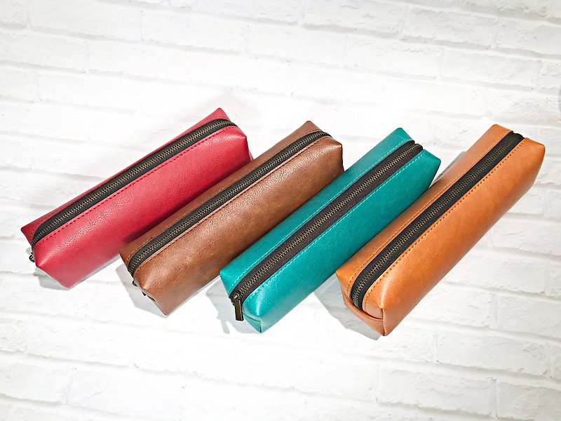 Colorful eco-friendly leather-large-capacity simple pencil case / pencil case - Storage - Faux Leather 