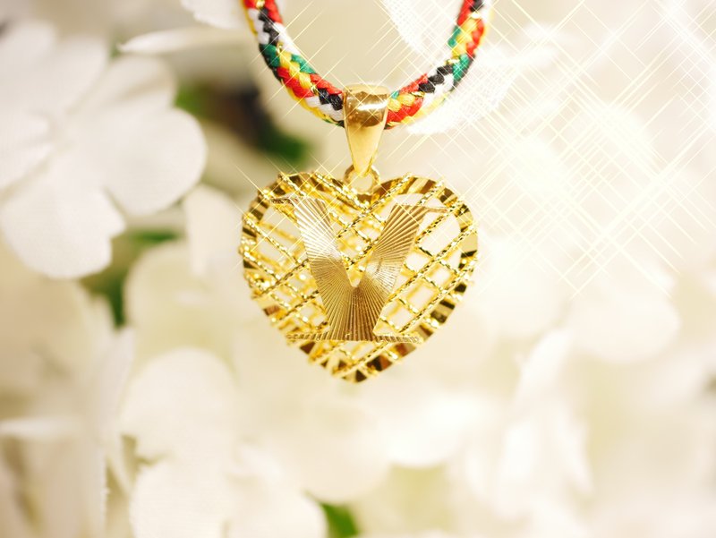 黃金墜子-愛心V墜子-5G工藝純金墜子 - 項鍊 - 24k 金 金色