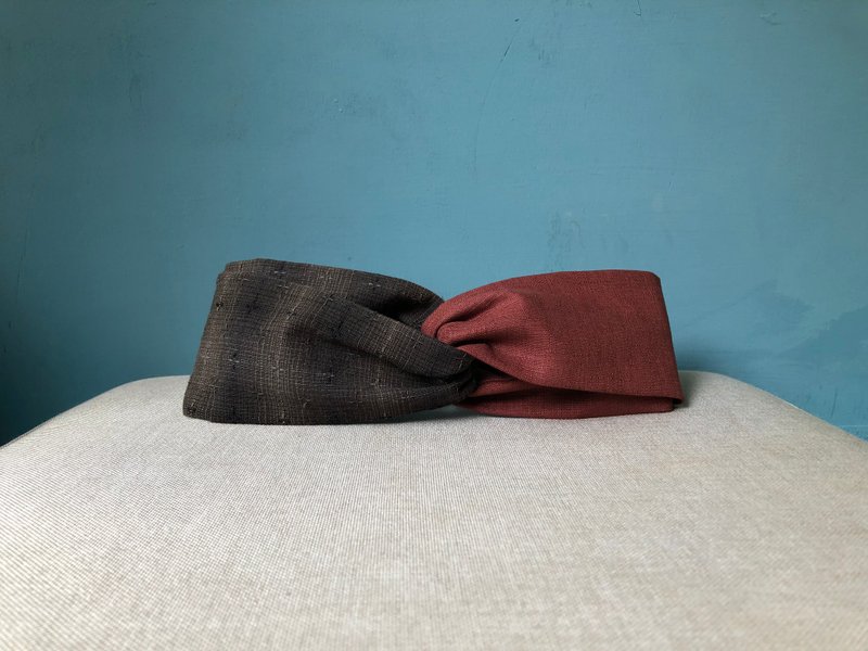 Shuangpin headband / night sky-wine red / first dyed cloth - ที่คาดผม - ผ้าฝ้าย/ผ้าลินิน สีแดง