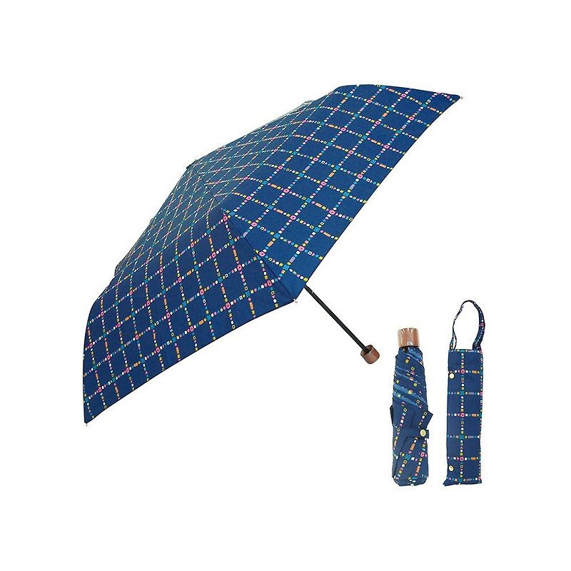 日本Prairiedog 晴雨兩用抗UV摺疊收納傘+收納傘袋-深海藍 - 雨傘/雨衣 - 聚酯纖維 藍色