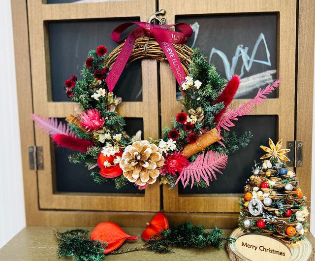 和風クリスマスリース プリザーブドフラワー クリスマスリース