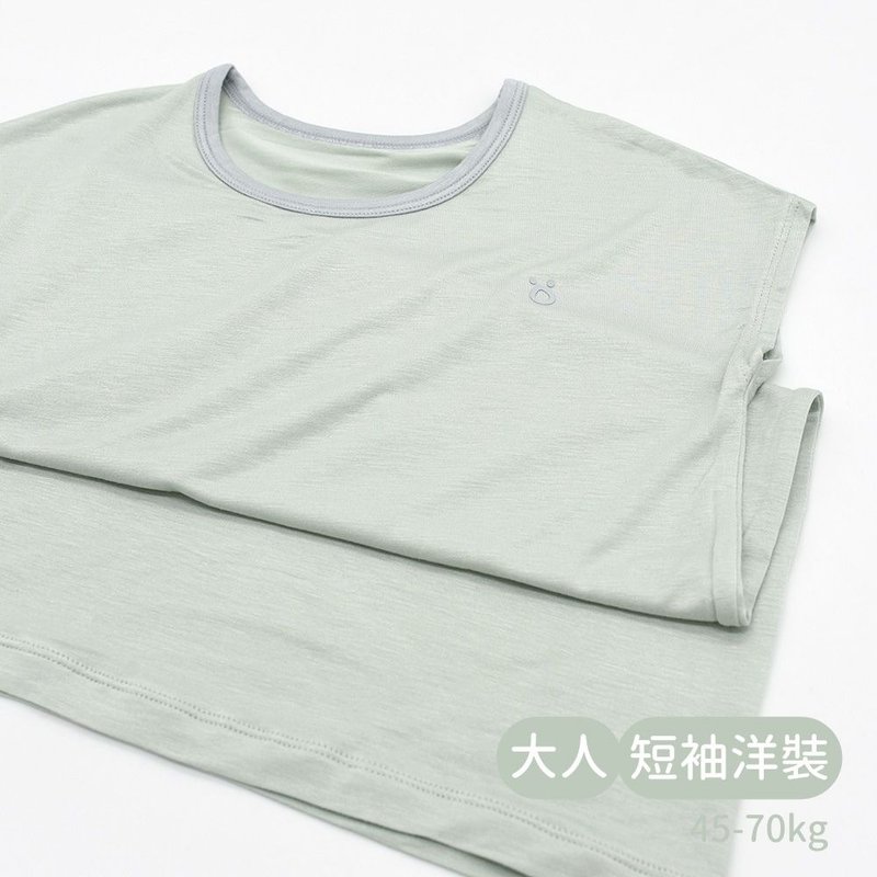 minihope輕柔感短袖洋裝(大人)-薄荷 - 睡衣/居家服 - 棉．麻 綠色