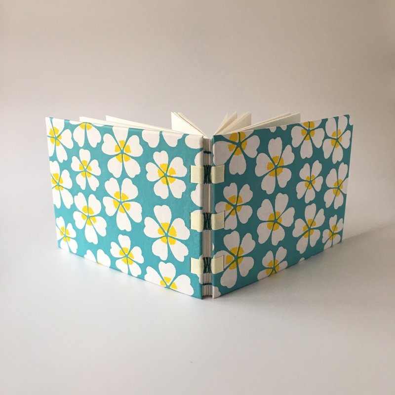 Link stitch binding notebook/ Chiyogami/ Washi/ Big cherry blossom - Notebooks & Journals - Paper Blue