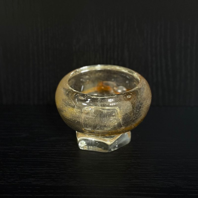 玻璃碗霧黃橘六角足 - 碗 - 玻璃 