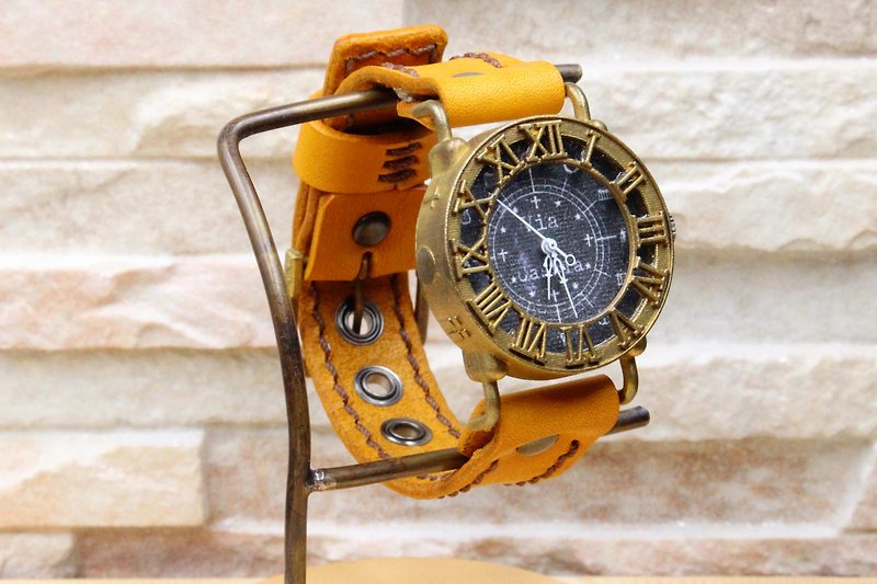 手作り腕時計　Via Cassia(M) (アンティークケース Black文字盤 & Brown) - 女裝錶 - 銅/黃銅 黑色