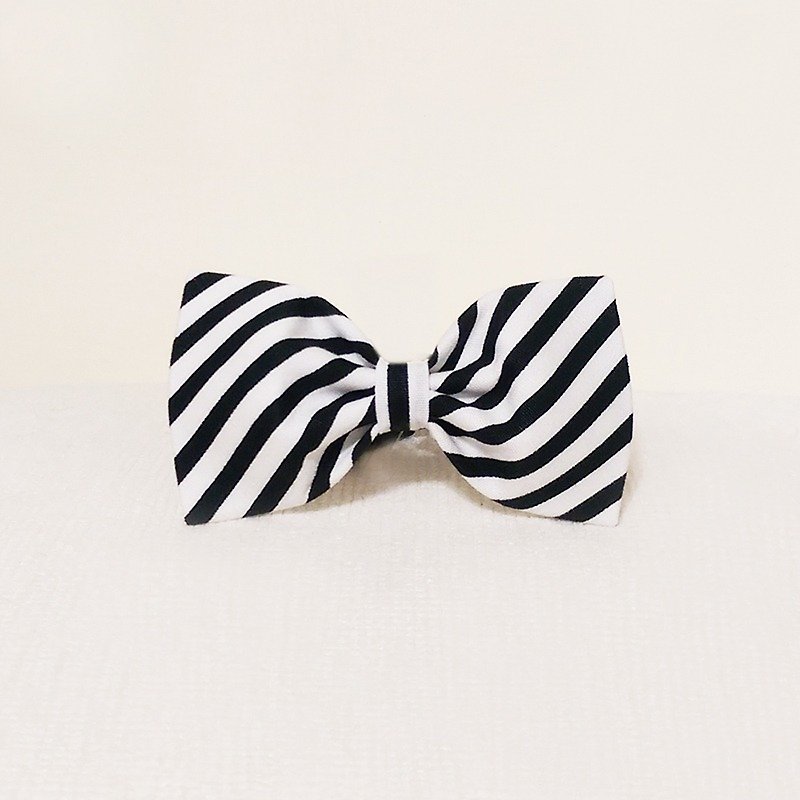 Ella Wang Design Bowtie Pet Bowtie Bowtie Black and White Striped Gentleman - Collars & Leashes - Cotton & Hemp Black