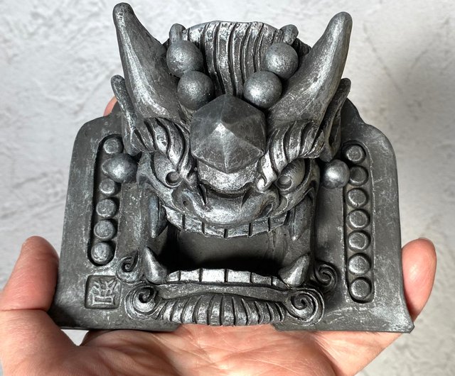 瓦　鬼瓦　口つむり　7寸  1点物  魔除け等に… 瓦 鬼瓦 口つむり 7寸 1点物 魔除け等に…