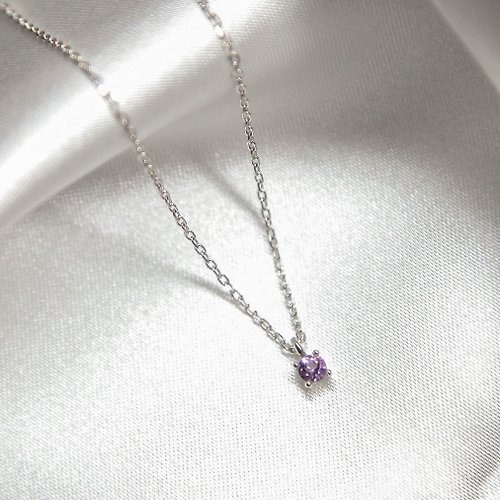 Isha Jewelry 純銀輕珠寶 紫水晶單鑽項鍊 手鍊 | 誕生石系列_2月誕生石 | 純銀。禮物