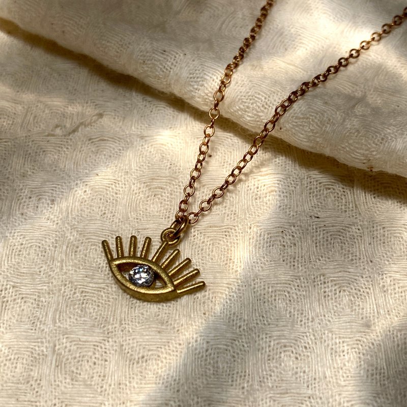 Laolin Grocery | Stone Eye Necklace - สร้อยคอ - ไข่มุก สีทอง