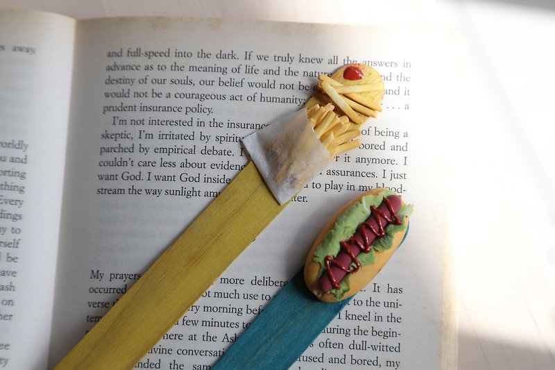 Hotdog and fries bookmark - ที่คั่นหนังสือ - ดินเหนียว หลากหลายสี