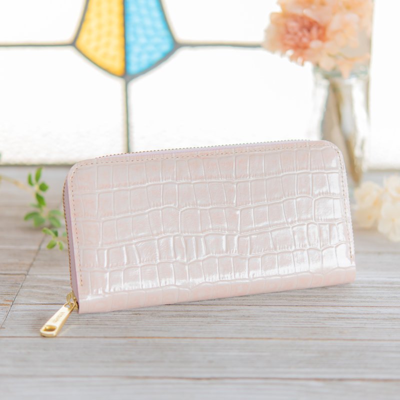 日本製造　牛皮　錢包　粉红色　made in JAPAN handmade leather wallet - 錢包/皮夾/長短夾 - 真皮 粉紅色