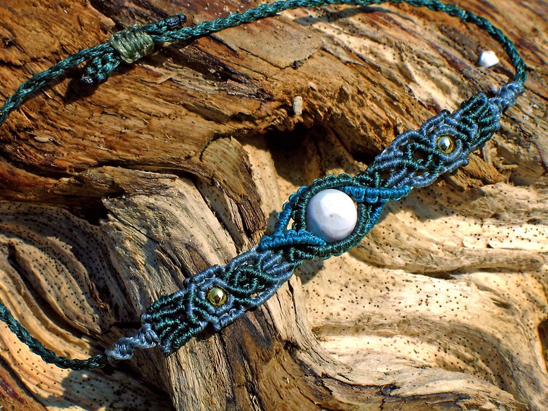 Marine agate macrame bracelet - Bracelets - Other Materials 