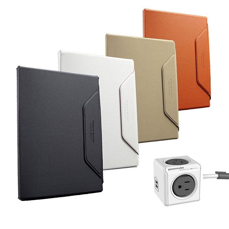 荷蘭 allocacoc A4百搭筆記本 X PowerCube雙USB延長線/灰色/1.5m - 筆記簿/手帳 - 其他材質 多色