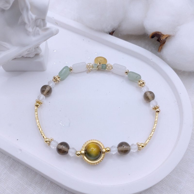 [Yinyu Bamboo] Stone Citrine White Crystal Dongling Jade Indian Agate| Crystal Bracelet - Bracelets - Crystal Khaki