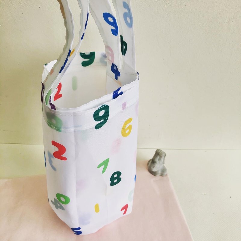 數字白底雙享杯兩用防水杯袋 飲料提袋 - 手提包/手提袋 - 防水材質 白色