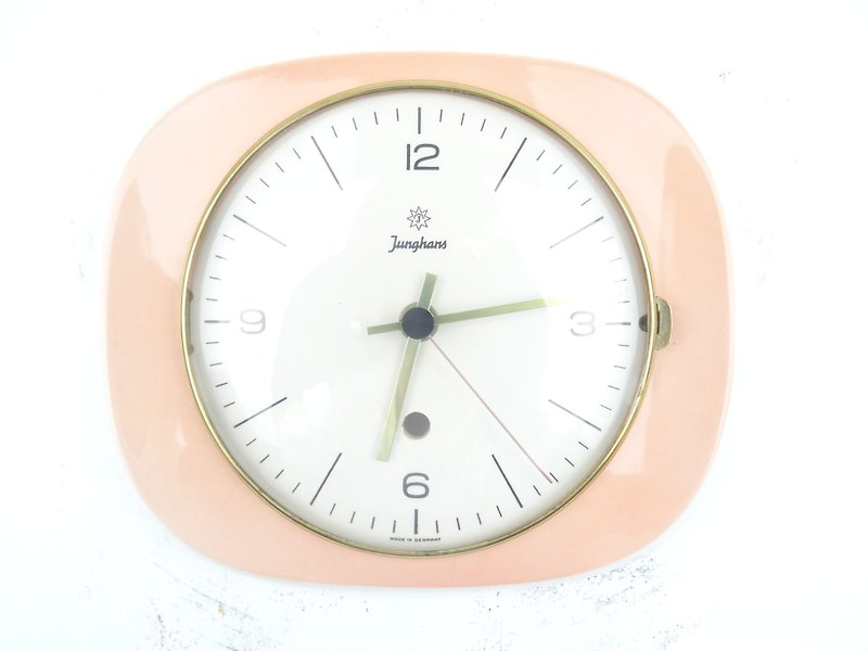 Vintage Antique Kitchen Clock German Wall Retro Ceramic Clock 8 day Junghans - Clocks - Other Materials Pink