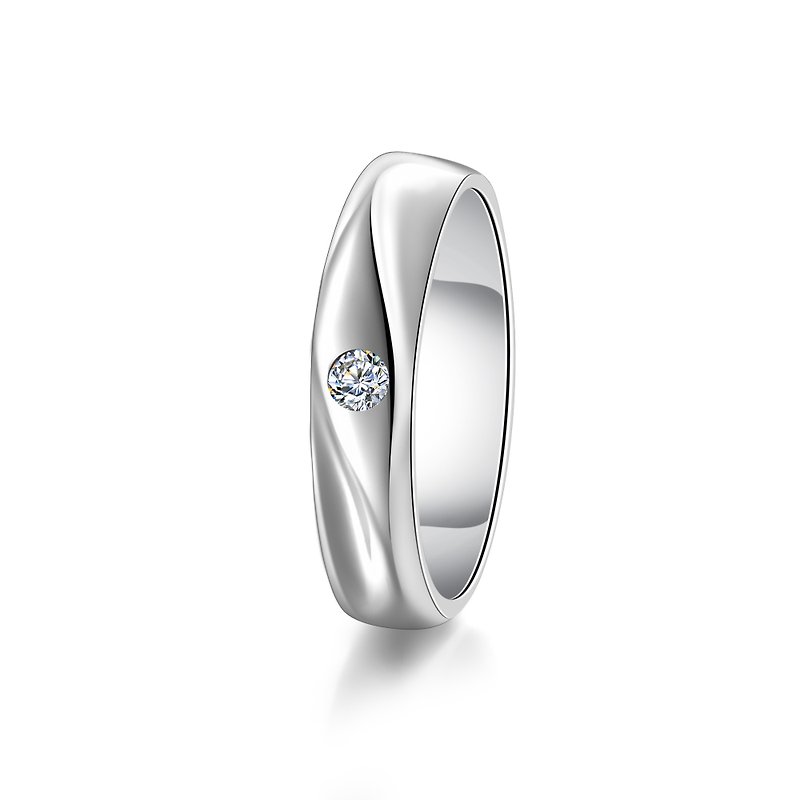 Cherie & Cher親愛的 鑽石白鋼 男用戒指 結婚對戒推薦 - 對戒 - 鑽石 銀色