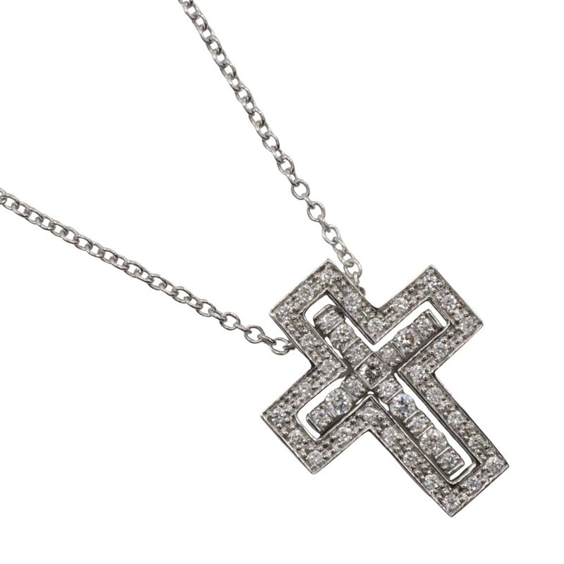 【日本直送】ダミアーニ Damiani ベルエポックXXS ネックレス K18WG × ダイヤモンド クロス 約4.5g レディース【中古】 - 項鍊 - 貴金屬 銀色