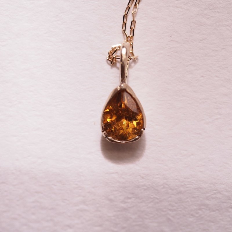 榍石 天然石 0.38ct  K10金 手工K金墜子鎖骨鍊 Sphene K10YG - 鎖骨鍊 - 半寶石 金色