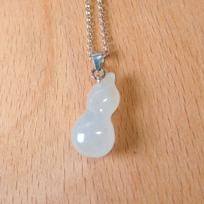Styling Jade Pendant-Gourd Ice Burmese Jade/Simple and easy to match Gourd Good Luck/ - Necklaces - Jade White