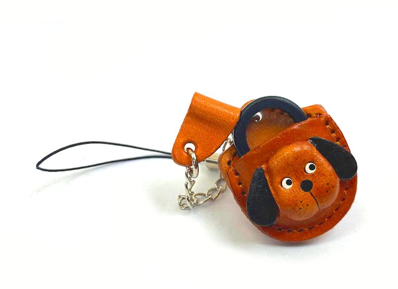 TINY magnifying glass with handmade leather case / charm strap - ที่ห้อยกุญแจ - หนังแท้ สีนำ้ตาล