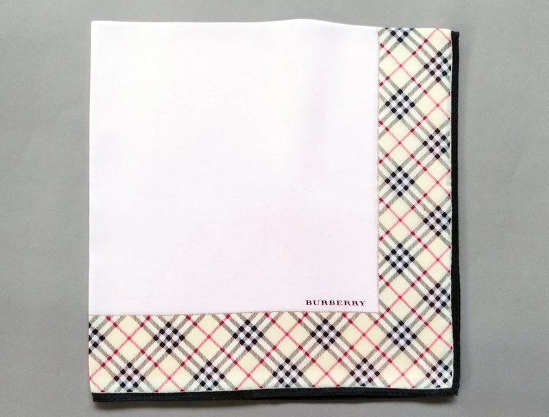 Burberry Pink Check Edge Vintage Women Handkerchief 19.5 x 18 inches - ผ้าเช็ดหน้า - ผ้าฝ้าย/ผ้าลินิน สึชมพู