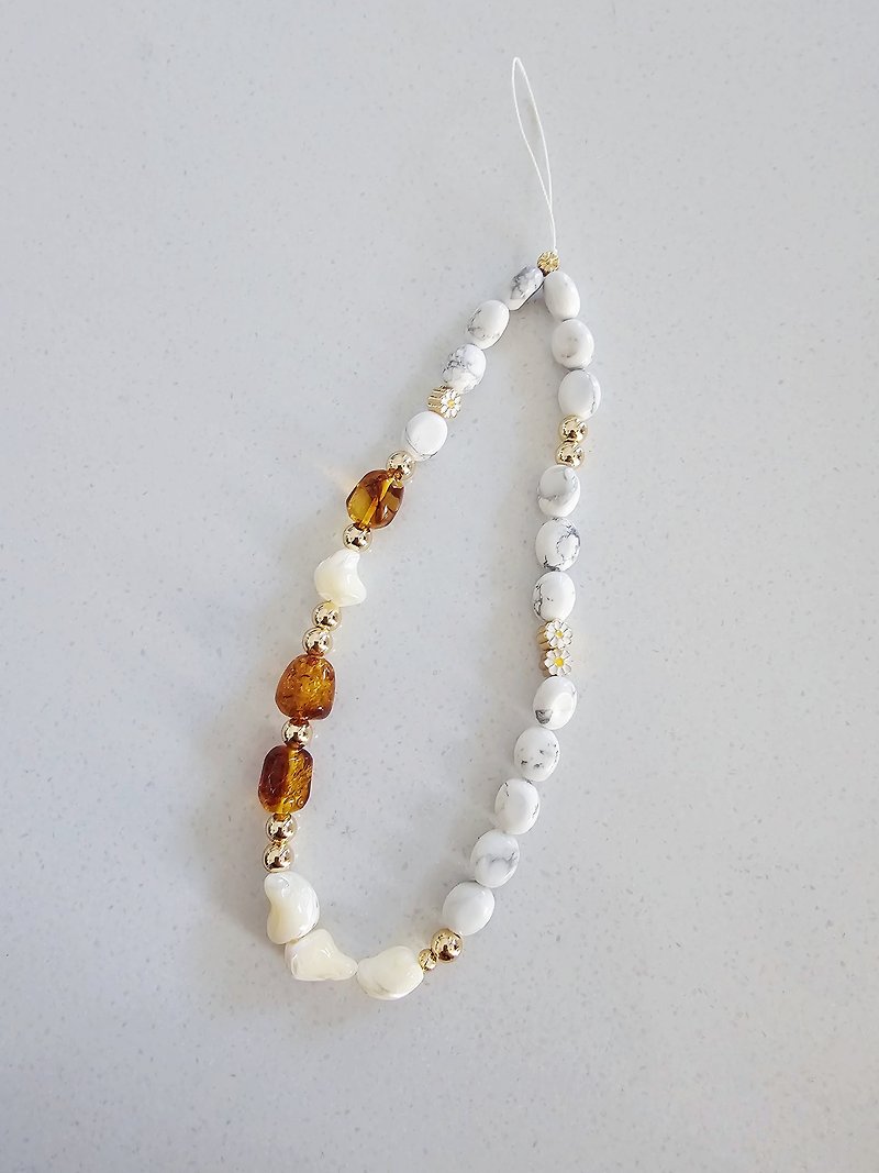 Faith Handmade | Amber White Turquoise Natural Crystal Mobile Phone Pendant Horseshoe Shell Original - Lanyards & Straps - Crystal 