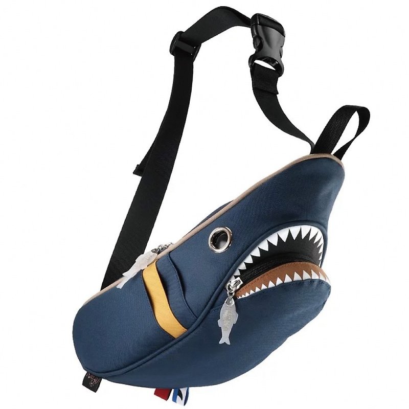Morn Creations 正版鯊魚腰包-深藍 (SK-210-DB) - 側背包/斜孭袋 - 其他材質 藍色