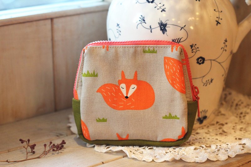 Handmade Handmade. Orange fox. Pocket bag - Coin Purses - Cotton & Hemp Orange