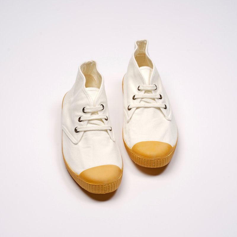 西班牙帆布鞋 CIENTA J60997 05 白色 黃底 經典布料 大人 Chukka - 女休閒鞋/帆布鞋 - 棉．麻 白色