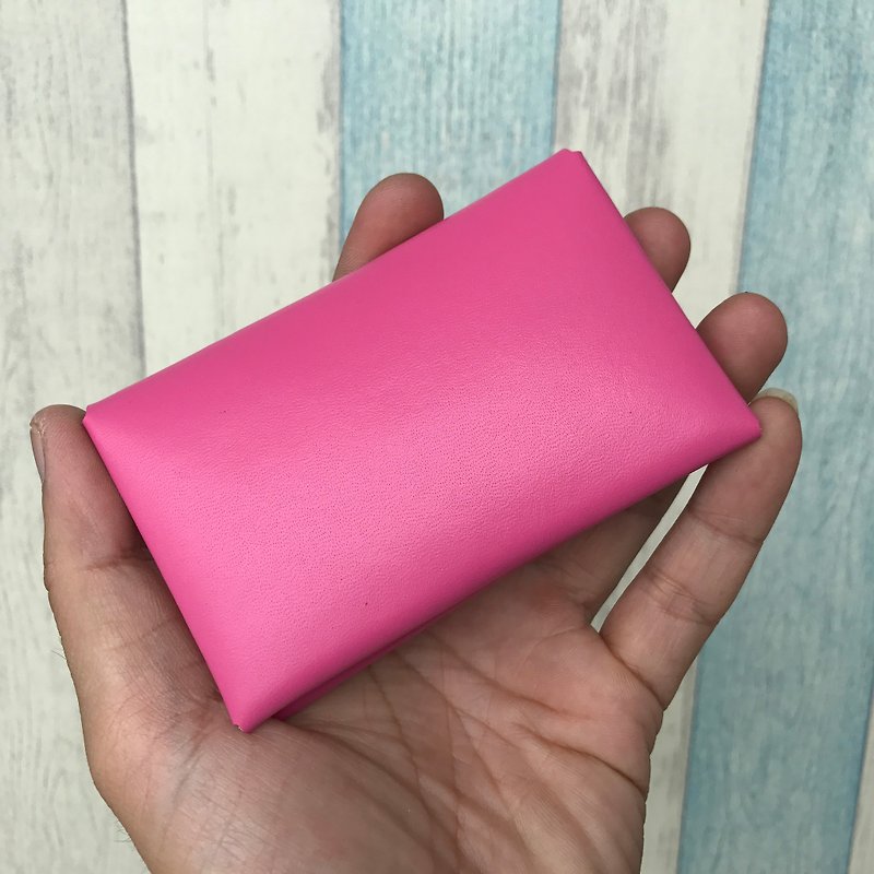 Leatherprince Handmade Leather Taiwan MIT Pink Card Case - Fuschia - ID & Badge Holders - Genuine Leather Pink
