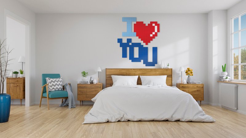 QuickFilm Static-stay Pixel Puzzle – I Love You 02 - Wall Décor - Plastic Multicolor