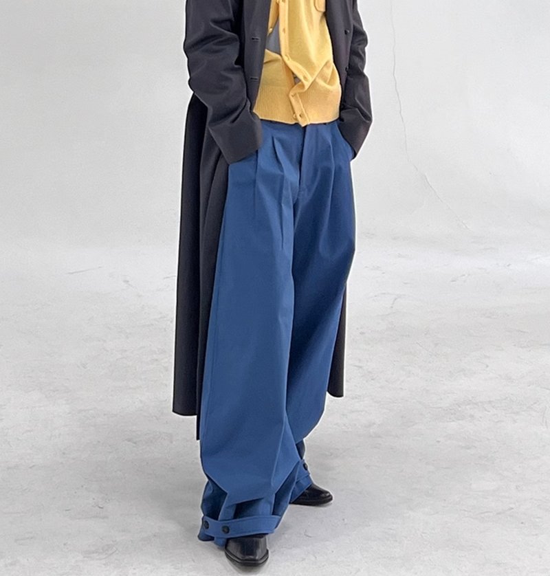 HEAL 復古闊腿束腳兩穿休閒褲 - 女長褲 - 其他材質 藍色