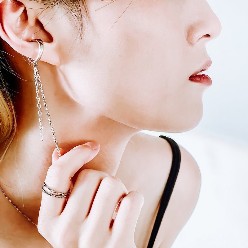 [Gift] Chain with face-shaping sterling silver painless ear clip ear clip イヤーカフ