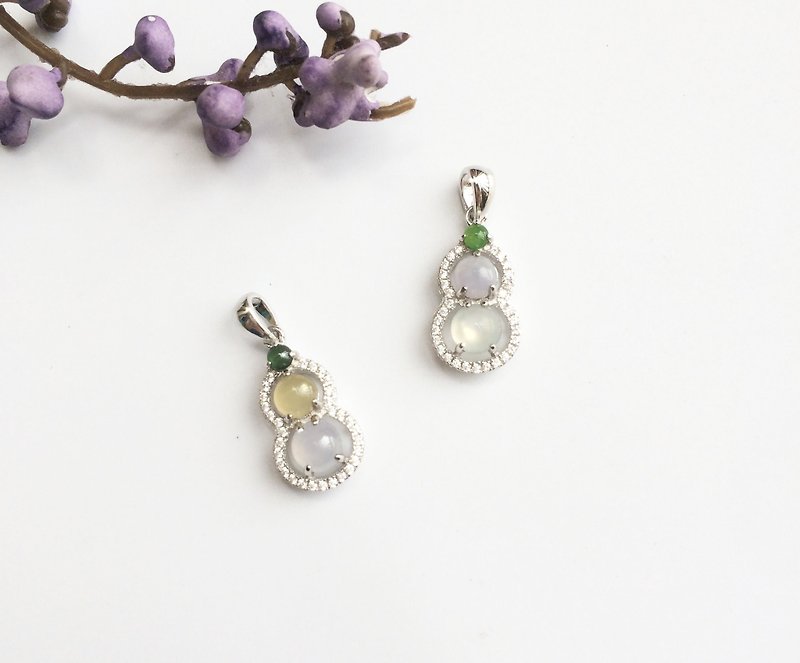 Ferro - Natural Emerald (Burma Jade) Violet Small Gourd - Necklaces - Gemstone 