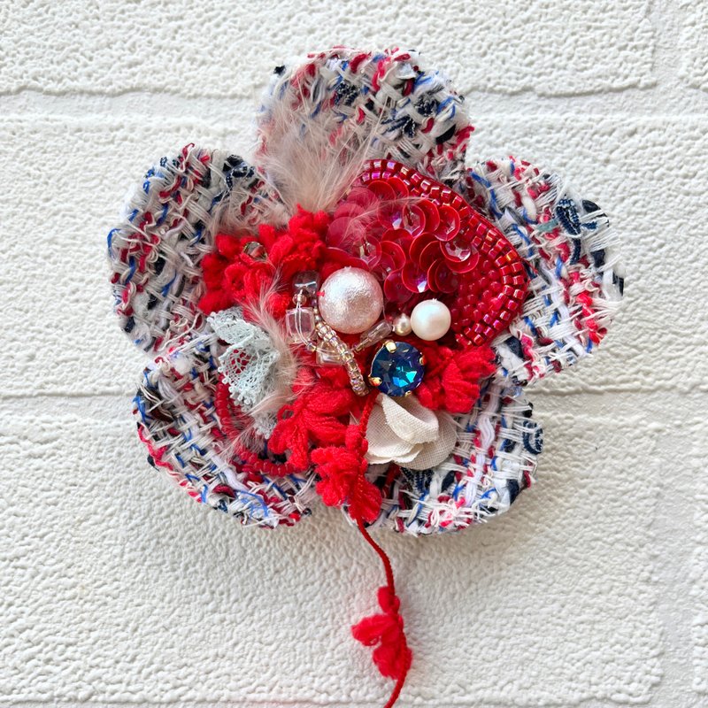 胸花 胸針 No.50  串珠 饰品 手工制作 - 襟花/手花 - 棉．麻 