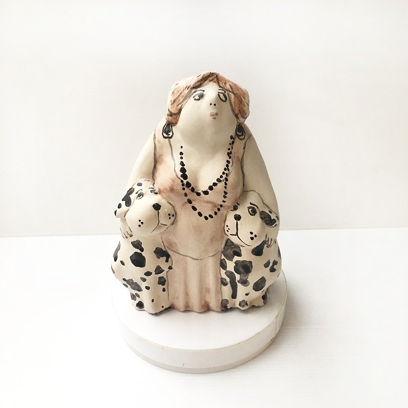 Dalmatian, Germany and the owner | Hand-painted color healing ornaments - ของวางตกแต่ง - ดินเผา ขาว