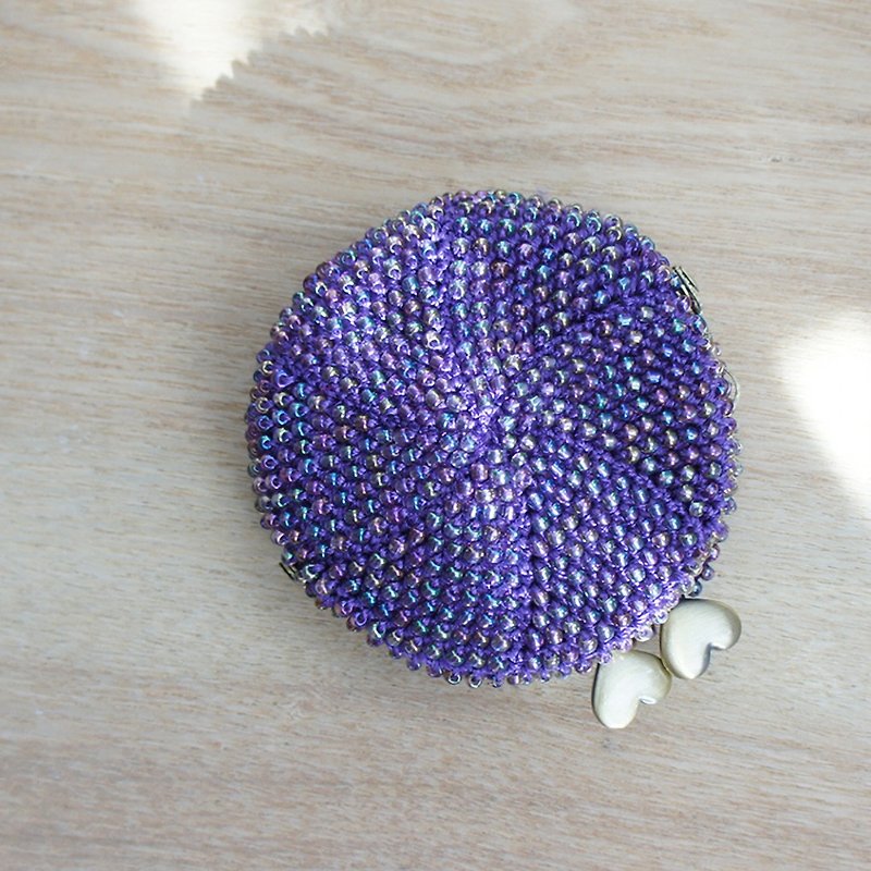 Ba-ba handmade Beads crochet coinpurse No.1008 - กระเป๋าใส่เหรียญ - วัสดุอื่นๆ สีม่วง