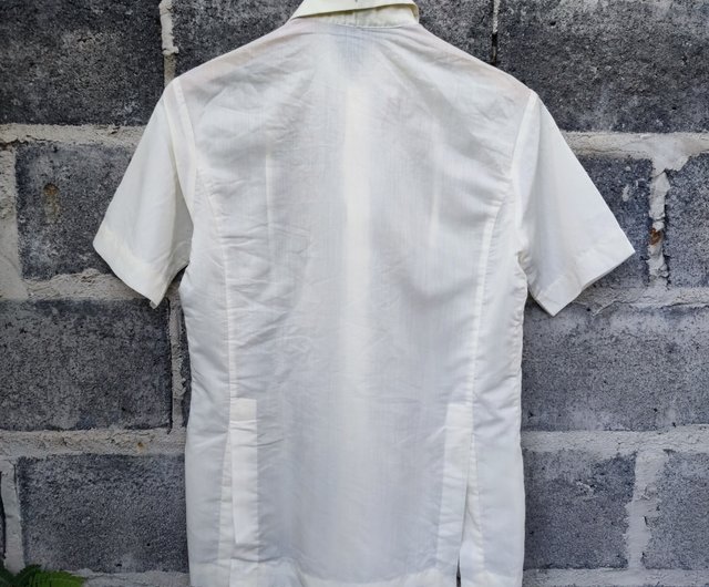 ヴィンテージ Tesoros Barong タガログ語刺繍フィリピン シャツ