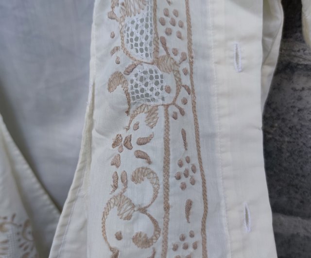 ヴィンテージ Tesoros Barong タガログ語刺繍フィリピン シャツ