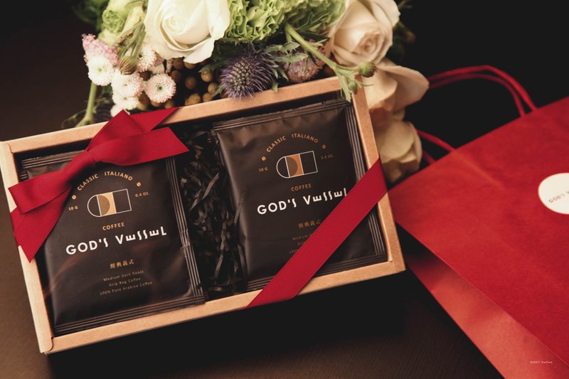 Chinese New Year Gift Box Classic Italian Medium Deep Roast Hanging Ear Filter Coffee 12pcs - กาแฟ - สารสกัดไม้ก๊อก สีดำ